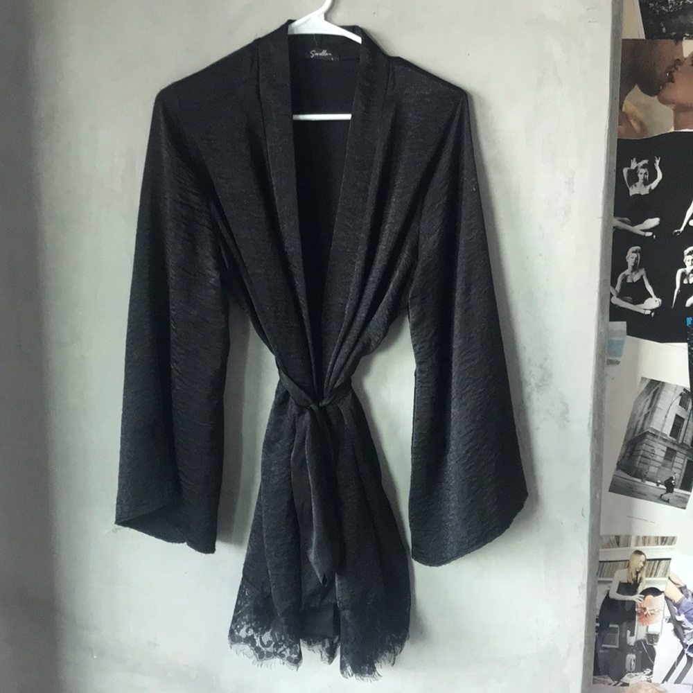 Sorella Black Kimono with Lace Detailing